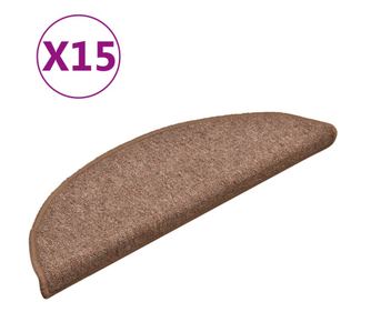 Tepisi za stepenice 15 kom smeđi 56 x 17 x 3 cm