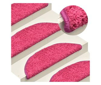 Tepisi za stepenice, 15 kom., ružičasti, 56x17x3 cm