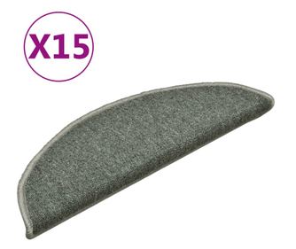 Kobercové nášlapy na schody 15 ks tmavě zelené 56 x 17 x 3 cm
