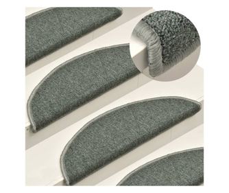 Tepisi za stepenice, 15 kom., tamnozeleni, 65x24x4 cm