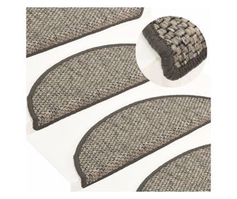 Koberce na schody samolepicí 15 ks stříbrné 56x20cm vzhled sisal