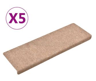 Otirači za stepenice 5 kom smeđi 65x21x4 cm prošiveni