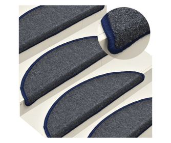 Tepisi za stepenice, 15 kom., siva/plava, 56x17x3 cm