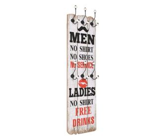 Закачалка за дрехи с 6 куки, 120х40 см, "MEN LADIES"