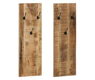 Cuier haine de perete, 2 buc., lemn masiv de mango 36x110x3 cm