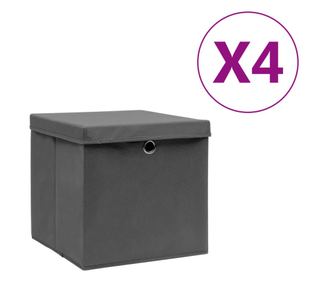 Troldobozok fedllel, 4 db, szrke, 28x28x28 cm