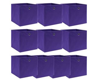 Cutii depozitare, 10 buc., violet, 32x32x32 cm, textil