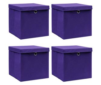 Úložné boxy s víky 4 ks 28 x 28 x 28 cm fialové