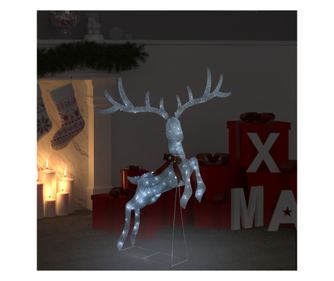Decorațiune ren zburător de Crăciun 120 LED alb rece& argintiu