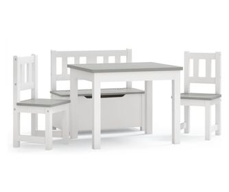4-dijelni set dječjeg stola i stolica bijelo-sivi MDF