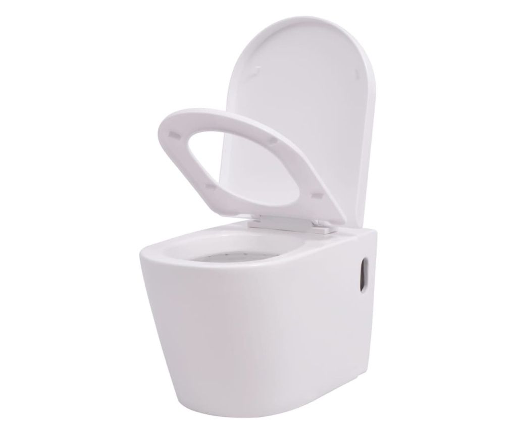 vidaXL Wall-mounted Toilet Bowl, Ceramic, White