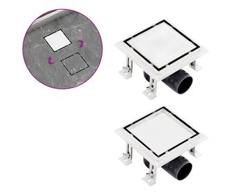 Подов сифон за душ 2-в-1 с решетка за вграждане 12x12 см инокс