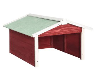 Garaj masina de tuns iarba robot rosu&ampalb 72x87x50 cm lemn brad