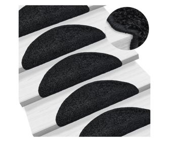 Tepisi za stepenice, 10 kom., crni, 56x20 cm