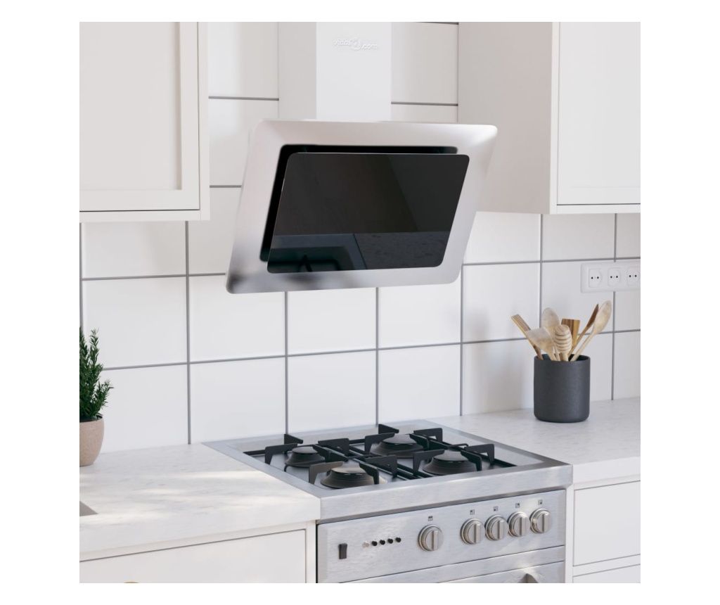 Silver Wall Hood 60 cm Stainless Steel & Tempered Glass