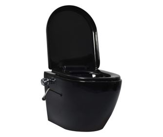 Vas WC suspendat fara rama cu functie de bideu, negru, ceramica