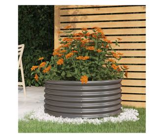 Градинска саксия сива 80x80x36 см прахово боядисана стомана