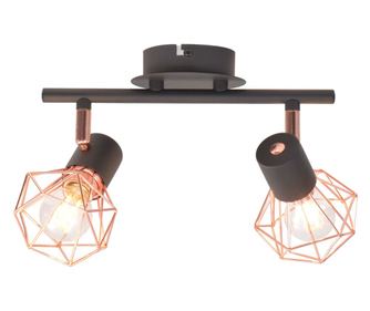 Lampa de plafon cu 2 spoturi E14, negru si bronz