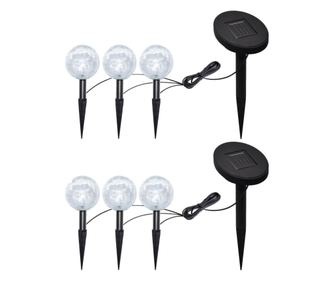 Lampi de gradina cu LED, 6 buc., tarusi & panouri solare