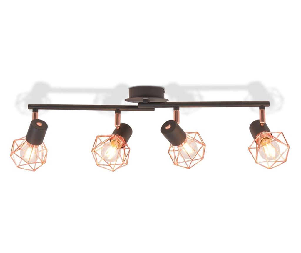 vidaXL Chandelier with 4 E14 Spots, Black and Copper