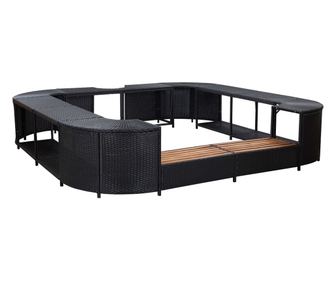 Mobilier imprejmuire spa negru 268x268x55 cm poliratan patrat