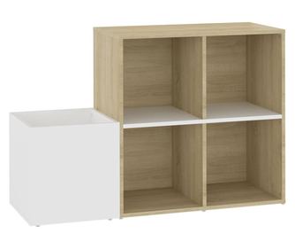 Pantofar de hol, alb si stejar sonoma, 105x35,5x70 cm, PAL