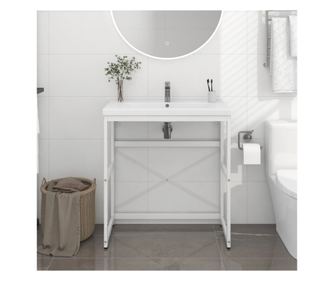 Cadru chiuvetă de baie, alb, 79x38x83 cm, fier