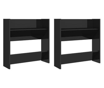 Pantofare de perete, 2 buc., negru extralucios, 60x18x60 cm PAL