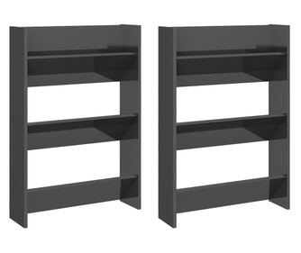 Pantofare de perete, 2 buc., gri extralucios, 60x18x90 cm, PAL