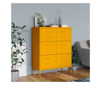 Ερμάριο με συρτάρια, μουσταρδί κίτρινο, 80x35x101,5 εκ., ατσάλι