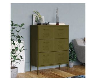 Ερμάριο με συρτάρια, λαδί, 80x35x101.5 εκ., ατσάλι