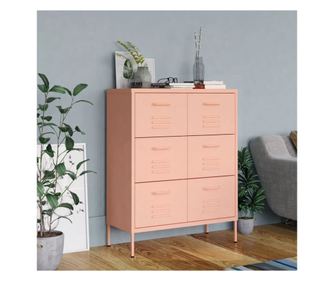 Ντουλάπι με συρτάρια, Ροζ, 80x35x101.5 εκ., Ατσάλι