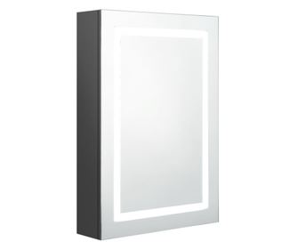 LED шкаф с огледало за баня, сив, 50x13x70 см