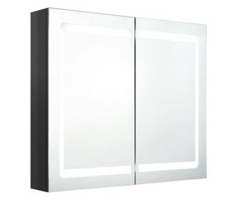 LED kupaonski ormarić s ogledalom sjajni crni 80 x 12 x 68 cm