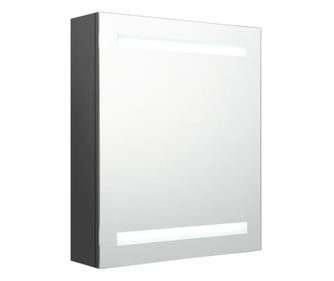 LED шкаф с огледало за баня, сив, 50x14x60 см