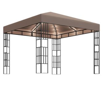 tópszínű pavilon LED fényfüzérrel 3 x 3 m