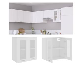 Viseći stakleni ormarić, bijeli, 60 x 31 x 60 cm, iverica