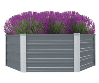 Ζαρντινιέρα Ψηλή Γκρι 129 x 129 x 46 εκ. Γαλβανισμένος Χάλυβας