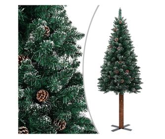 Usko božićno drvce s pravim drvom i snijegom zeleno 180 cm