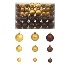 Set de globuri de Craciun 100 de bucati 6 cm Maro/Bronz/Auriu