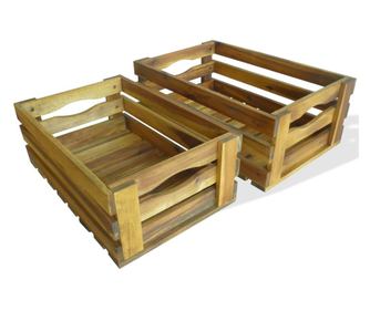 Комплект щайги за ябълки, 2 бр, масивно акациево дърво