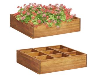 Градинска повдигната леха за билки, акациево дърво, 60x60x15 см