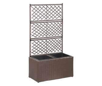 Ζαρντινιέρα Υπερυψωμένη+Καφασωτό Καφέ 58x30x107 εκ. Συνθ. Ρατάν