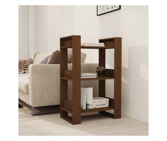 Knyvespolc/Szoba elvlaszt, mzbarna, 60x35x91 cm fenyfa