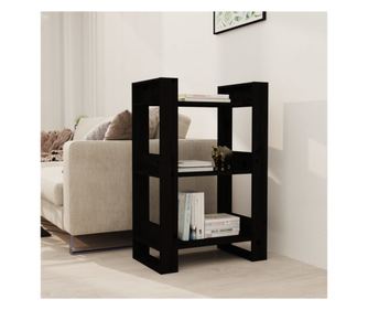 Knyvespolc/Szoba elvlasztfal, fekete, 60x35x91 cm, tmrfa feny