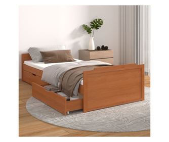 Ágykeret fiókokkal, mézbarna, 90x200 cm tömör fenyő