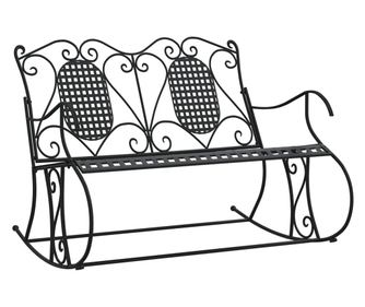 Gugalna klop za 2 osebi 113 cm črno jeklo