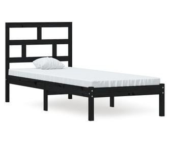 Okvir za krevet od masivnog drva crni 75 x 190 cm 2FT6 mali