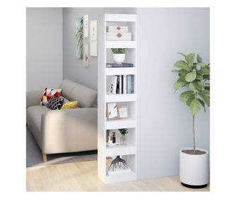 Bibliotecă/Separator cameră, alb, 40x30x198 cm