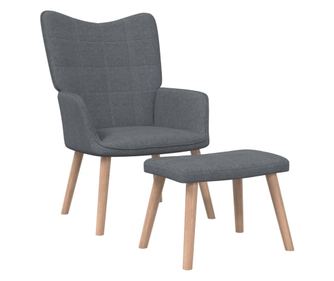 Sjedalo za opuštanje s tabureom, tamno sivo, tekstil